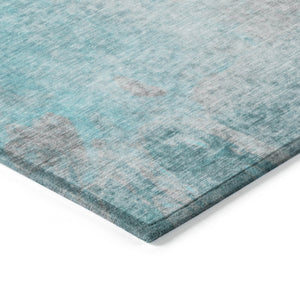 Homeroots 8' X 10' Teal Abstract Washable Non Skid Indoor Outdoor Area Rug Teal Polyester 563319