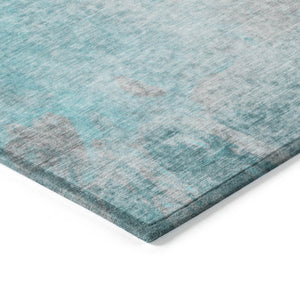 HomeRoots 5' Teal Abstract Area Rug - Modern, Washable, Non-Skid Design for Indoor & Outdoor Spaces 10' X 14' 563321