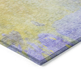 Homeroots 8' Runner Blue Gold And Wheat Abstract Washable Non Skid Indoor Outdoor Runner Rug Wheat Polyester 563323