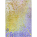 Homeroots 3' X 5' Blue Gold And Wheat Abstract Washable Non Skid Indoor Outdoor Area Rug Wheat Polyester 563325