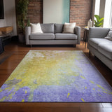 Homeroots 3' X 5' Blue Gold And Wheat Abstract Washable Non Skid Indoor Outdoor Area Rug Wheat Polyester 563325