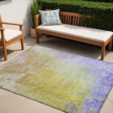 Homeroots 5' X 8' Blue Gold And Wheat Abstract Washable Non Skid Indoor Outdoor Area Rug Wheat Polyester 563326