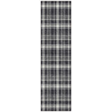 Homeroots 8' Runner Black Gray And White Plaid Washable Non Skid Indoor Outdoor Runner Rug Black Polyester 563332