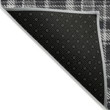 Homeroots 8' Runner Black Gray And White Plaid Washable Non Skid Indoor Outdoor Runner Rug Black Polyester 563332