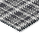 Homeroots 8' Runner Black Gray And White Plaid Washable Non Skid Indoor Outdoor Runner Rug Black Polyester 563332