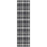 Homeroots 8' Runner Black Gray And White Plaid Washable Non Skid Indoor Outdoor Runner Rug Black Polyester 563332