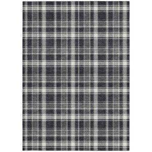 HomeRoots 5' Timeless Black Gray and White Plaid Washable Area Rug - Durable, Non-Skid, Indoor/Outdoor Comfort 5' X 8' 563335