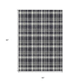 Homeroots 5' X 8' Black Gray And White Plaid Washable Non Skid Indoor Outdoor Area Rug Black Polyester 563335