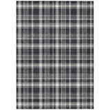 Homeroots 5' X 8' Black Gray And White Plaid Washable Non Skid Indoor Outdoor Area Rug Black Polyester 563335