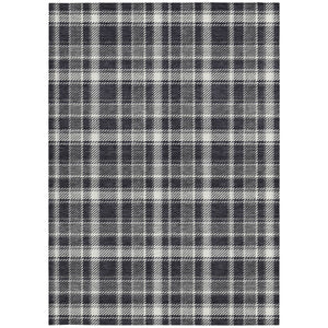Homeroots 5' X 8' Black Gray And White Plaid Washable Non Skid Indoor Outdoor Area Rug Black Polyester 563335