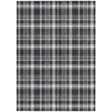 Homeroots 5' X 8' Black Gray And White Plaid Washable Non Skid Indoor Outdoor Area Rug Black Polyester 563335