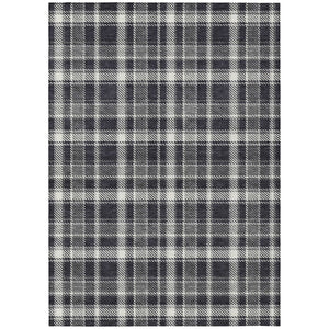 HomeRoots 5' Timeless Black Gray and White Plaid Washable Area Rug - Durable, Non-Skid, Indoor/Outdoor Comfort 8' X 10' 563337