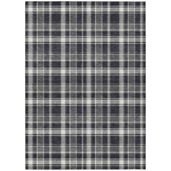HomeRoots 5' Timeless Black Gray and White Plaid Washable Area Rug - Durable, Non-Skid, Indoor/Outdoor Comfort 8' X 10' 563337