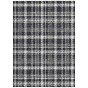 Homeroots 3' Stylish Black, Gray, And White Plaid Washable Non-skid Area Rug For Indoor And Outdoor Use 8' X 10' Polyester 563337
