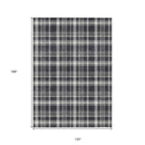 Homeroots 10' X 14' Black Gray And White Plaid Washable Non Skid Indoor Outdoor Area Rug Black Polyester 563339