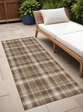 Homeroots 8' Runner Chocolate And Ivory Plaid Washable Non Skid Indoor Outdoor Runner Rug Chocolate Polyester 563341