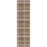 Homeroots 8' Runner Chocolate And Ivory Plaid Washable Non Skid Indoor Outdoor Runner Rug Chocolate Polyester 563341