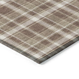 Homeroots 8' Runner Chocolate And Ivory Plaid Washable Non Skid Indoor Outdoor Runner Rug Chocolate Polyester 563341