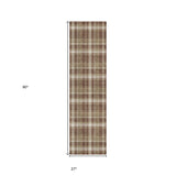 Homeroots 8' Runner Chocolate And Ivory Plaid Washable Non Skid Indoor Outdoor Runner Rug Chocolate Polyester 563341