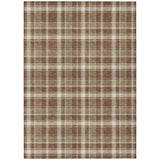 Homeroots 3' X 5' Chocolate And Ivory Plaid Washable Non Skid Indoor Outdoor Area Rug Chocolate Polyester 563343