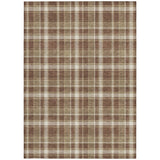 Homeroots 3' X 5' Chocolate And Ivory Plaid Washable Non Skid Indoor Outdoor Area Rug Chocolate Polyester 563343