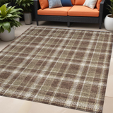 Homeroots 5' X 8' Chocolate And Ivory Plaid Washable Non Skid Indoor Outdoor Area Rug Chocolate Polyester 563344