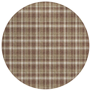 HomeRoots 5' Timeless Black Gray and White Plaid Washable Area Rug - Durable, Non-Skid, Indoor/Outdoor Comfort 8' Round 563345