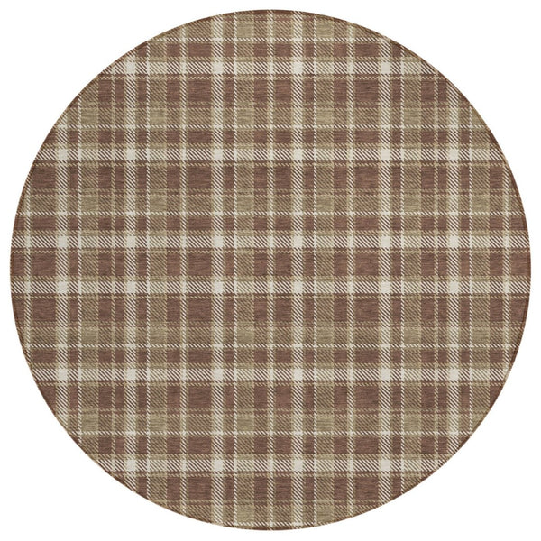 HomeRoots 5' Timeless Black Gray and White Plaid Washable Area Rug - Durable, Non-Skid, Indoor/Outdoor Comfort 8' Round 563345