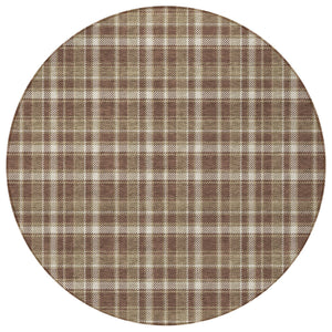 Homeroots 3' Stylish Black, Gray, And White Plaid Washable Non-skid Area Rug For Indoor And Outdoor Use 8' Round Polyester 563345