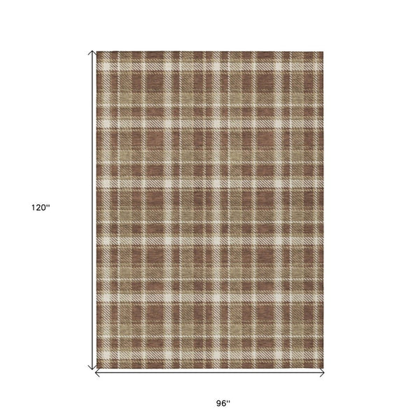 HomeRoots 5' Timeless Black Gray and White Plaid Washable Area Rug - Durable, Non-Skid, Indoor/Outdoor Comfort 8' X 10' 563346