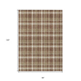 Homeroots 8' X 10' Chocolate And Ivory Plaid Washable Non Skid Indoor Outdoor Area Rug Chocolate Polyester 563346