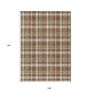 Homeroots 3' Stylish Black, Gray, And White Plaid Washable Non-skid Area Rug For Indoor And Outdoor Use 9' X 12' Polyester 563347