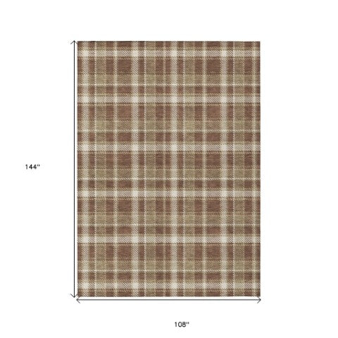 Homeroots 3' Stylish Black, Gray, And White Plaid Washable Non-skid Area Rug For Indoor And Outdoor Use 9' X 12' Polyester 563347