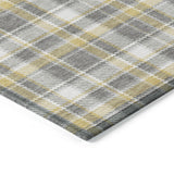 Homeroots 8' Runner Gray Yellow And White Plaid Washable Non Skid Indoor Outdoor Runner Rug Gray Polyester 563350