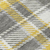 Homeroots 8' Runner Gray Yellow And White Plaid Washable Non Skid Indoor Outdoor Runner Rug Gray Polyester 563350