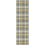 Homeroots 8' Runner Gray Yellow And White Plaid Washable Non Skid Indoor Outdoor Runner Rug Gray Polyester 563350