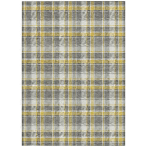 Homeroots 3' Stylish Black, Gray, And White Plaid Washable Non-skid Area Rug For Indoor And Outdoor Use 5' X 8' Polyester 563353