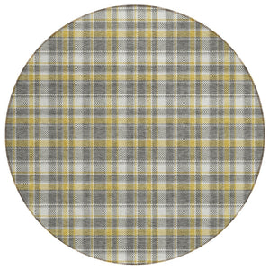 HomeRoots 5' Timeless Black Gray and White Plaid Washable Area Rug - Durable, Non-Skid, Indoor/Outdoor Comfort 8' Round 563354