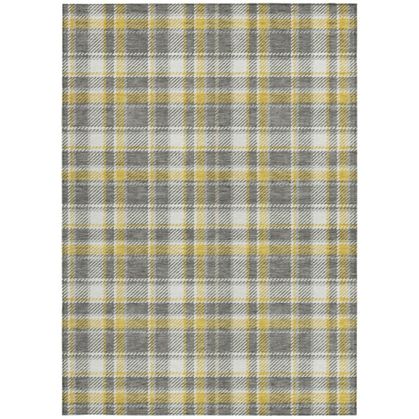 HomeRoots 5' Timeless Black Gray and White Plaid Washable Area Rug - Durable, Non-Skid, Indoor/Outdoor Comfort 9' X 12' 563356