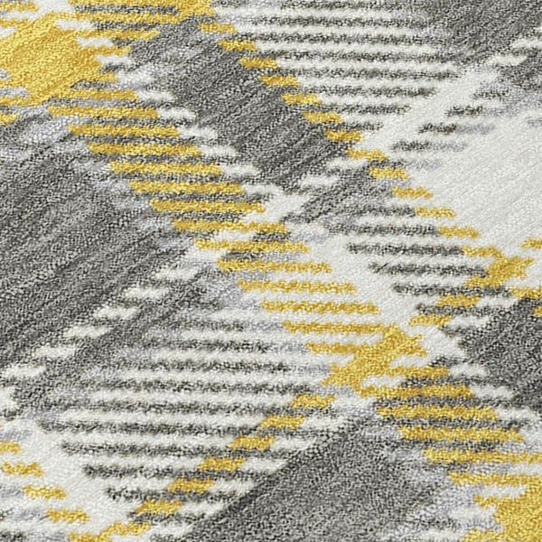 HomeRoots 5' Timeless Black Gray and White Plaid Washable Area Rug - Durable, Non-Skid, Indoor/Outdoor Comfort 9' X 12' 563356