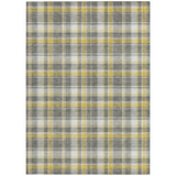 Homeroots 10' X 14' Gray Yellow And White Plaid Washable Non Skid Indoor Outdoor Area Rug Gray Polyester 563357