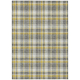 Homeroots 10' X 14' Gray Yellow And White Plaid Washable Non Skid Indoor Outdoor Area Rug Gray Polyester 563357