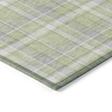 Homeroots 8' Runner Green And Gray Plaid Washable Non Skid Indoor Outdoor Runner Rug Green Polyester 563359