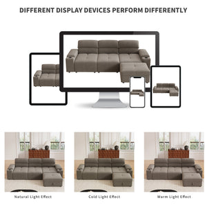 English Elm Modern Modular L-shaped sectional sofa 105-inch cloud deep-seat 4-seat cotton comfort with ottoman and storage Brown W3820S00009