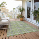 Homeroots 3' X 5' Green And Gray Plaid Washable Non Skid Indoor Outdoor Area Rug Green Polyester 563361