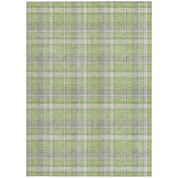 Homeroots 5' X 8' Green And Gray Plaid Washable Non Skid Indoor Outdoor Area Rug Green Polyester 563362