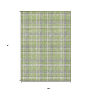HomeRoots 5' Timeless Black Gray and White Plaid Washable Area Rug - Durable, Non-Skid, Indoor/Outdoor Comfort 5' X 8' 563362