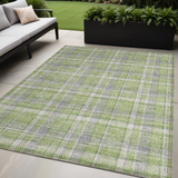 Homeroots 5' X 8' Green And Gray Plaid Washable Non Skid Indoor Outdoor Area Rug Green Polyester 563362