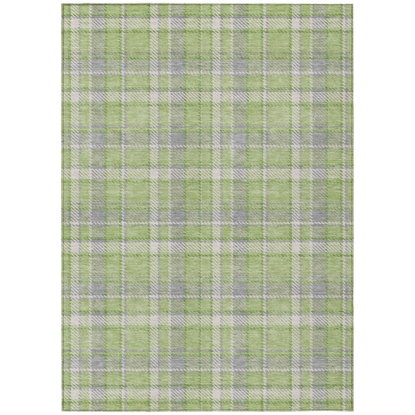 Homeroots 9' X 12' Green And Gray Plaid Washable Non Skid Indoor Outdoor Area Rug Green Polyester 563365