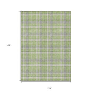 Homeroots 3' Stylish Black, Gray, And White Plaid Washable Non-skid Area Rug For Indoor And Outdoor Use 10' X 14' Polyester 563366
